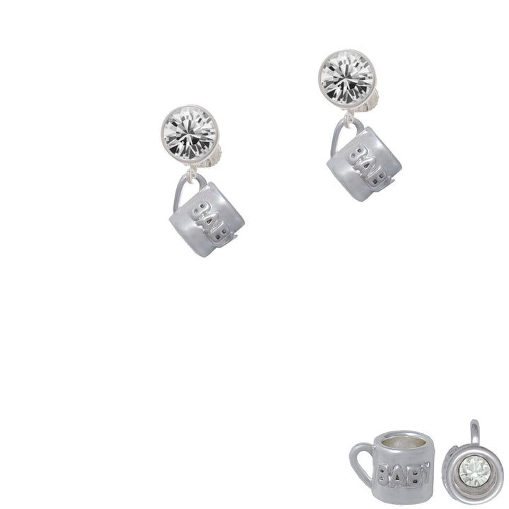 Baby Cup with Crystal Crystal Clip On Earrings Image 2