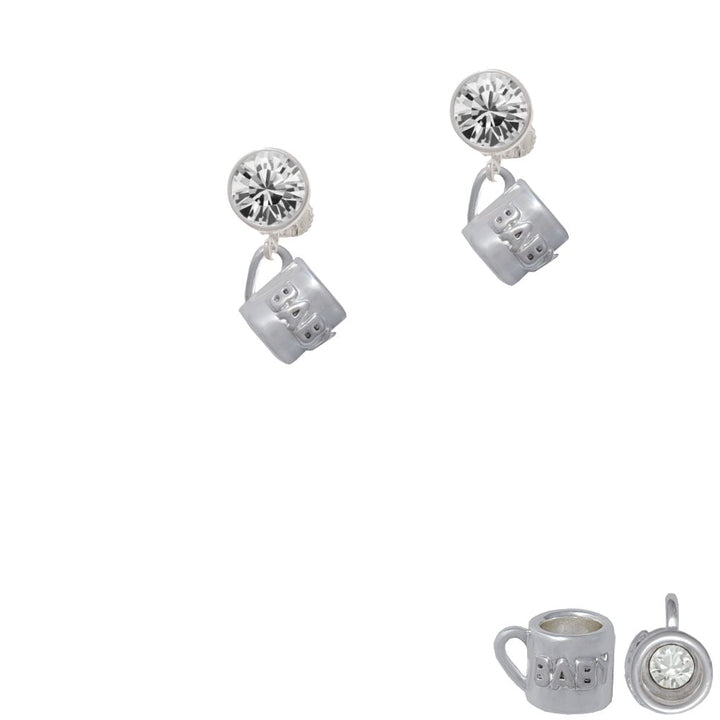 Baby Cup with Crystal Crystal Clip On Earrings Image 1