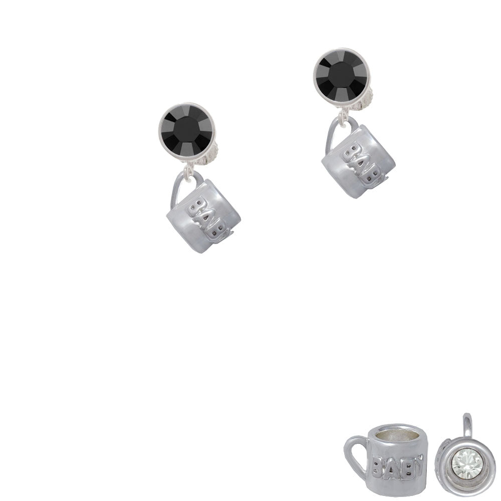 Baby Cup with Crystal Crystal Clip On Earrings Image 3