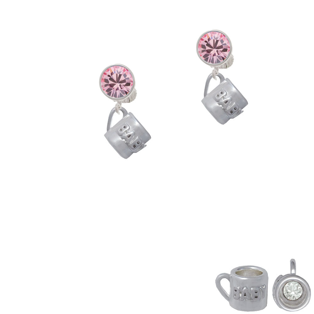 Baby Cup with Crystal Crystal Clip On Earrings Image 4