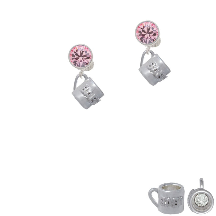 Baby Cup with Crystal Crystal Clip On Earrings Image 1