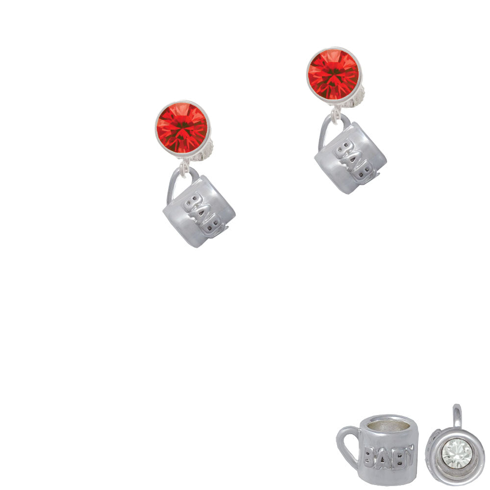 Baby Cup with Crystal Crystal Clip On Earrings Image 4