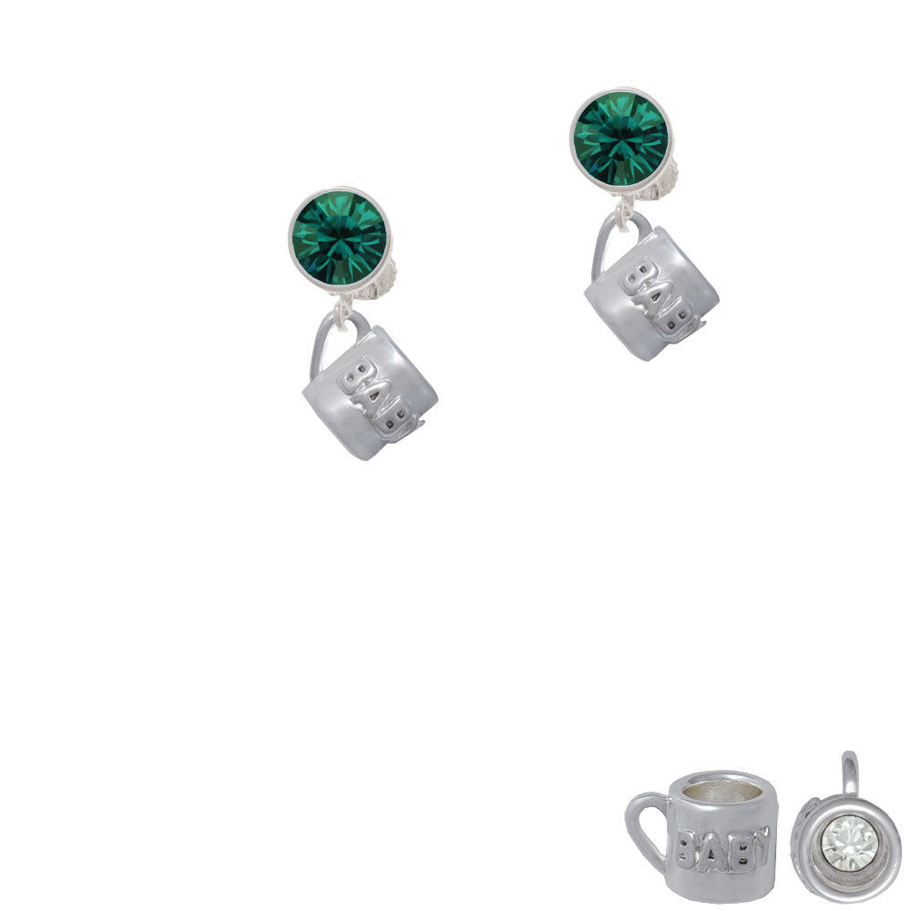 Baby Cup with Crystal Crystal Clip On Earrings Image 6