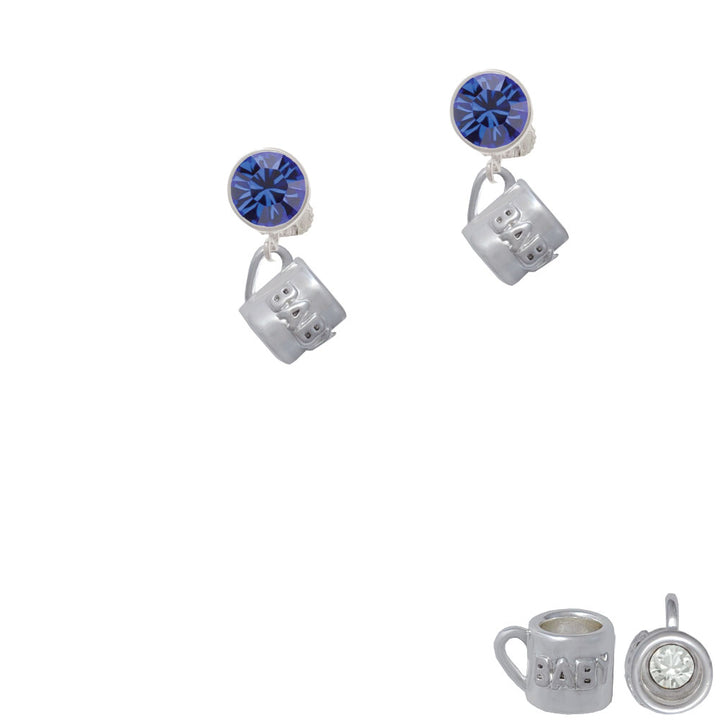 Baby Cup with Crystal Crystal Clip On Earrings Image 7