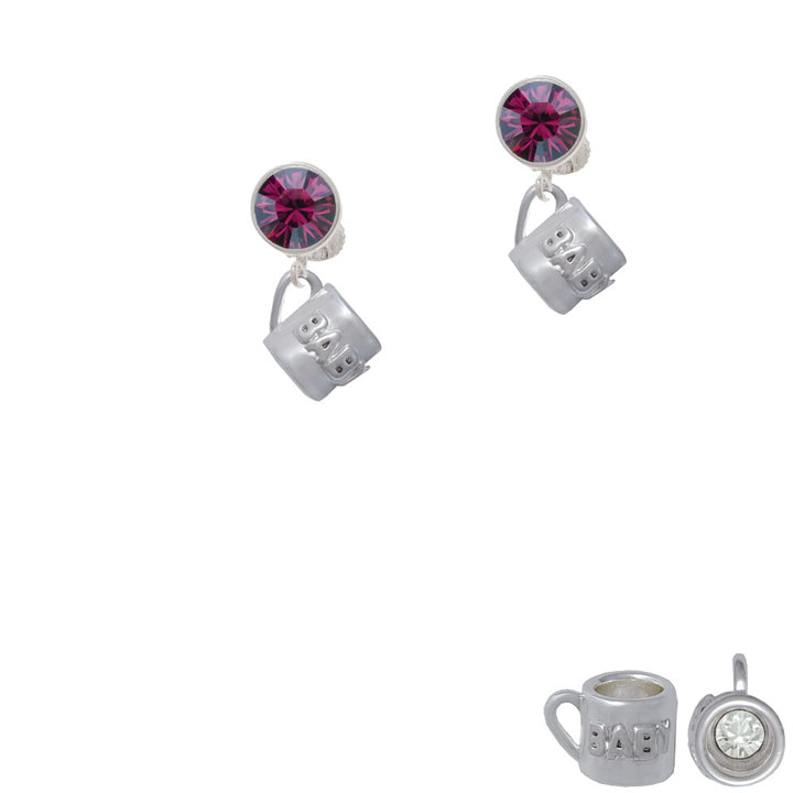 Baby Cup with Crystal Crystal Clip On Earrings Image 8