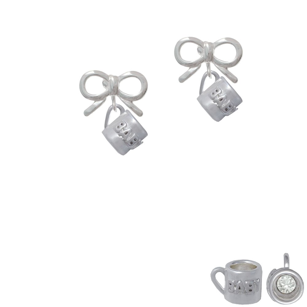 Baby Cup with Crystal Crystal Clip On Earrings Image 9