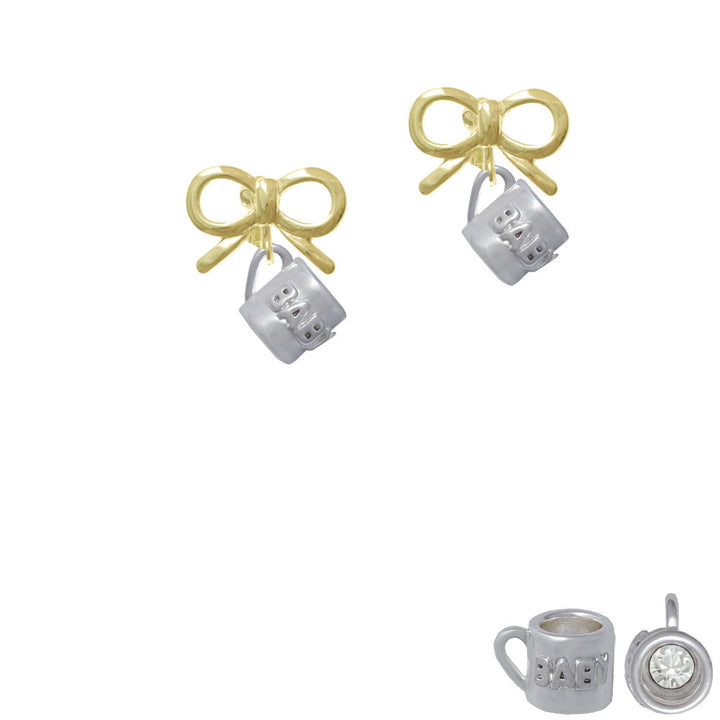 Baby Cup with Crystal Crystal Clip On Earrings Image 10