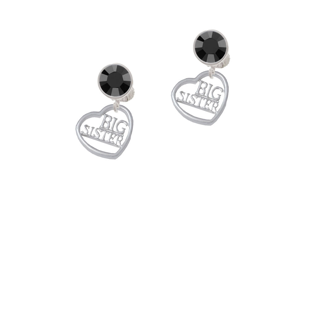 Big Sister in Open Heart - 5/8 Crystal Clip On Earrings Image 3