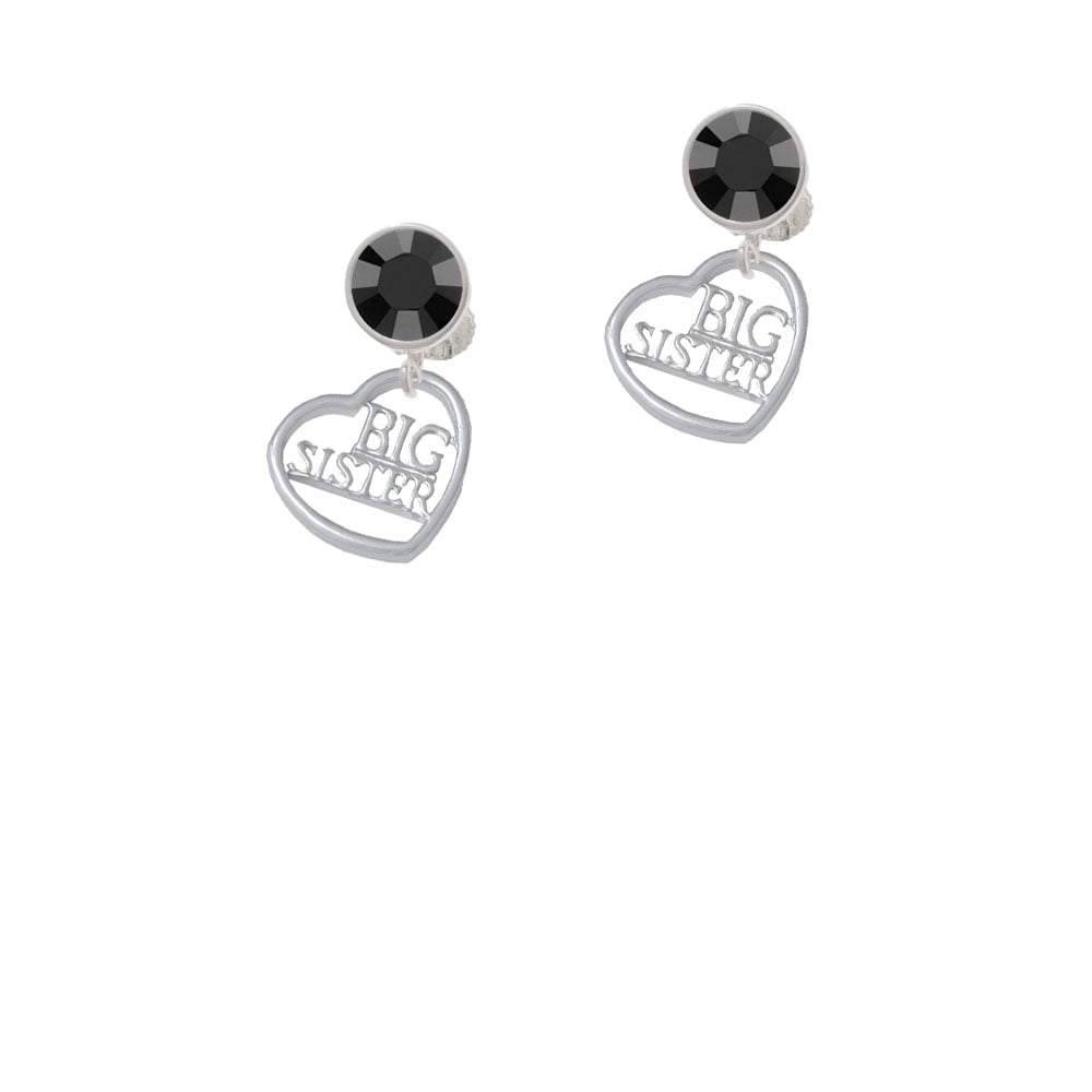 Big Sister in Open Heart - 5/8 Crystal Clip On Earrings Image 1