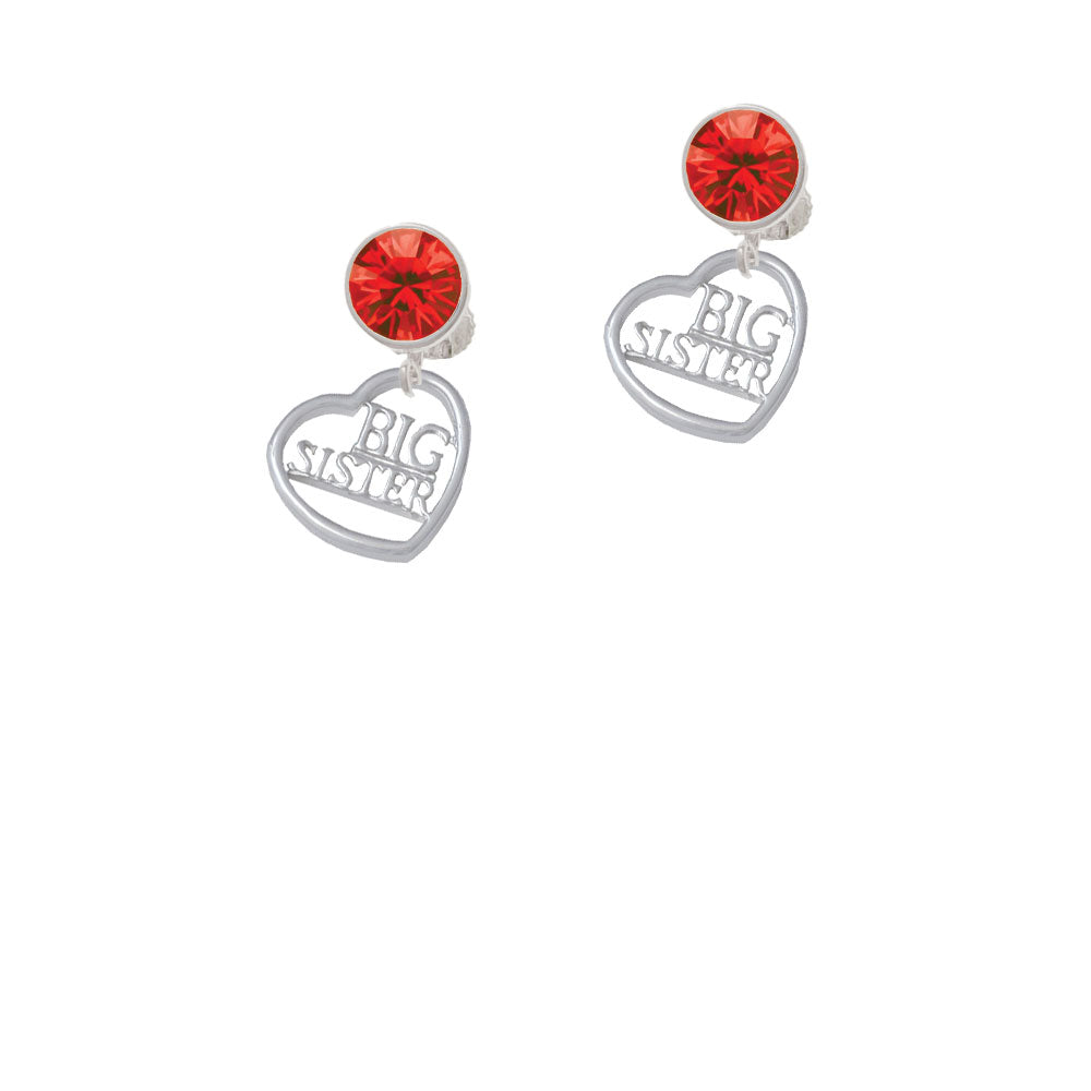 Big Sister in Open Heart - 5/8 Crystal Clip On Earrings Image 4