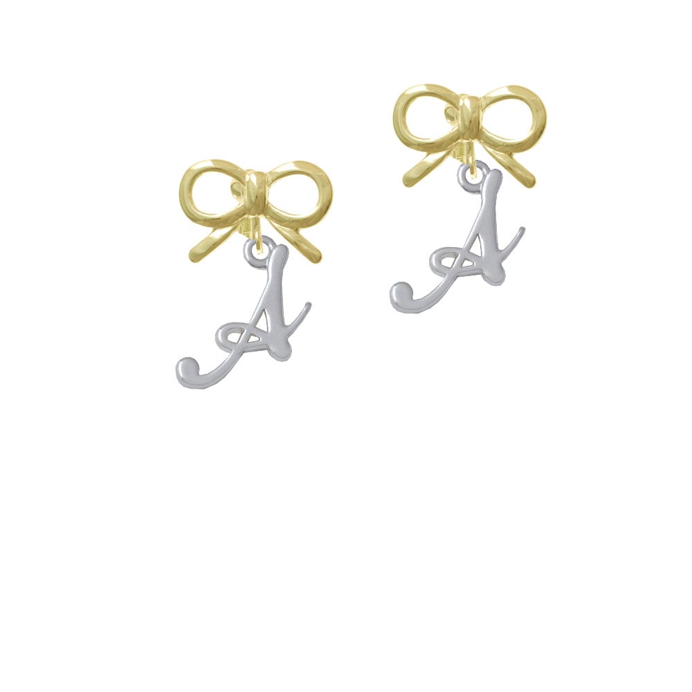 Small Gelato Script Initial - A - Crystal Clip On Earrings Image 10