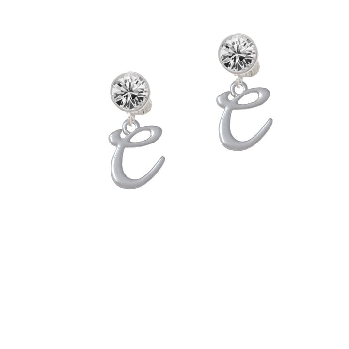 Small Gelato Script Initial - C - Crystal Clip On Earrings Image 1