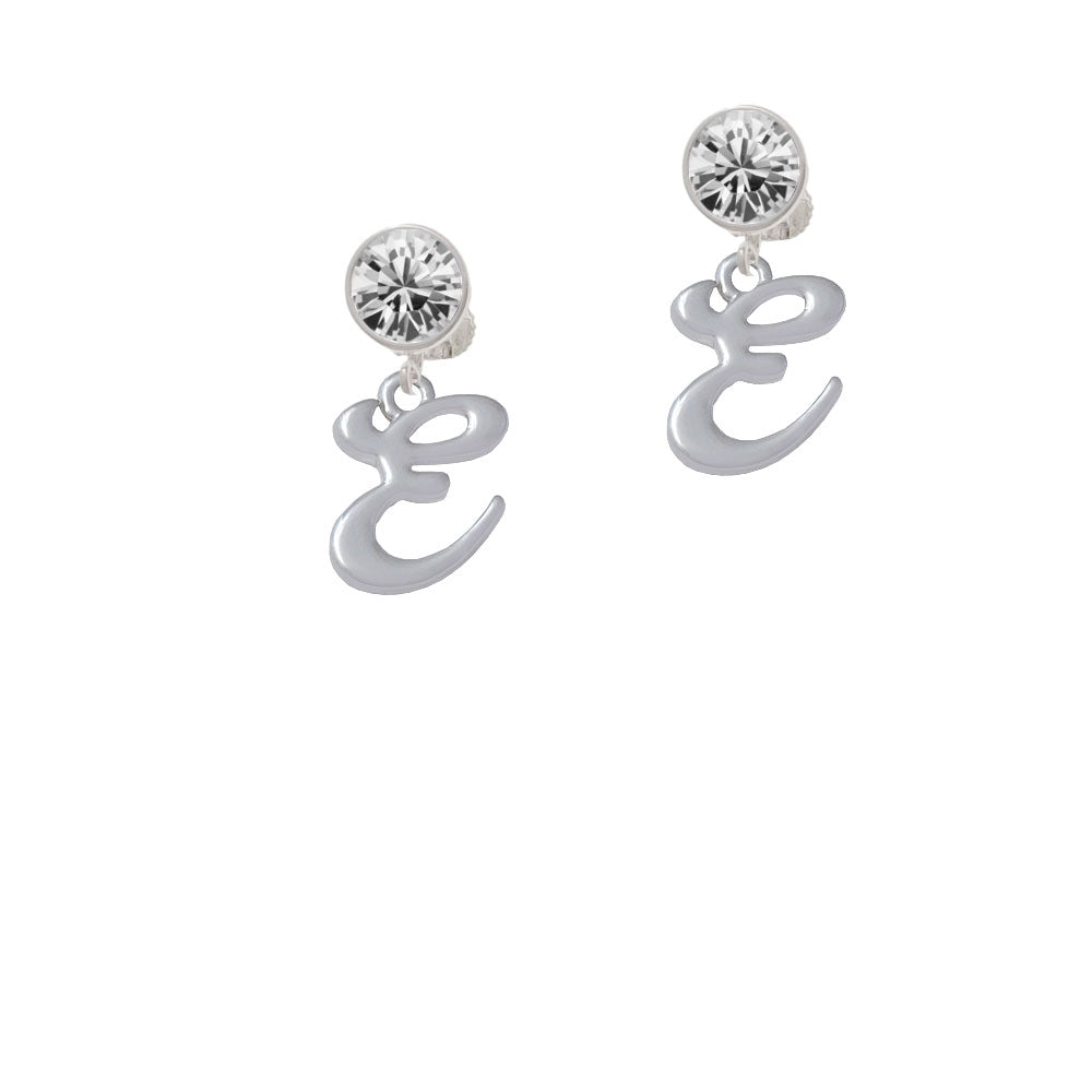 Small Gelato Script Initial - E - Crystal Clip On Earrings Image 2