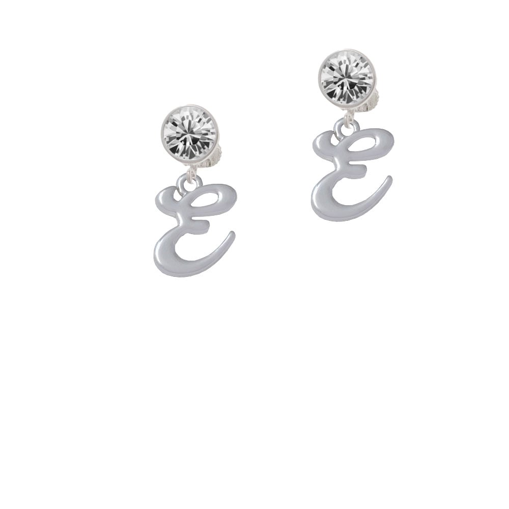 Small Gelato Script Initial - E - Crystal Clip On Earrings Image 1