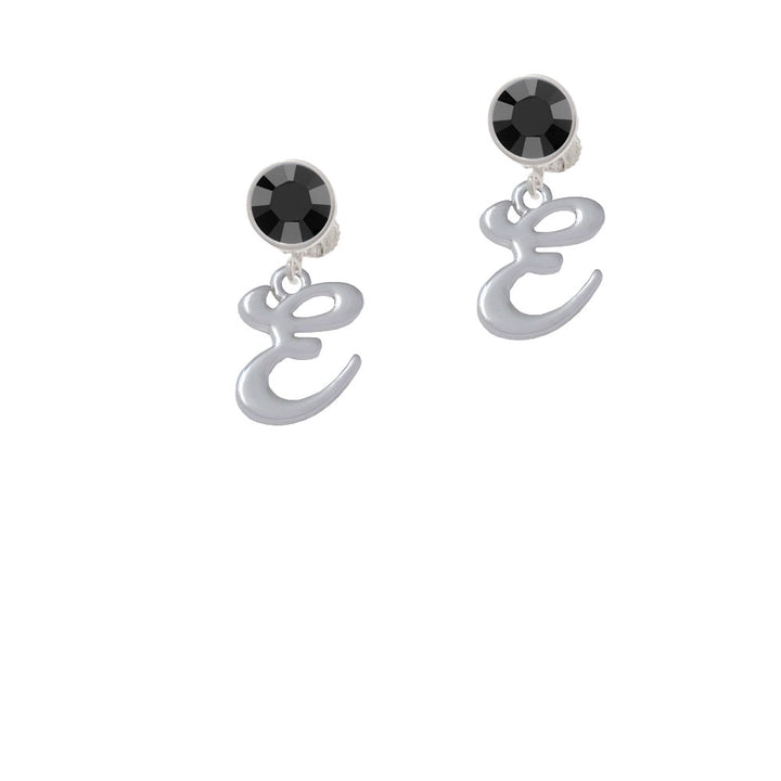 Small Gelato Script Initial - E - Crystal Clip On Earrings Image 3