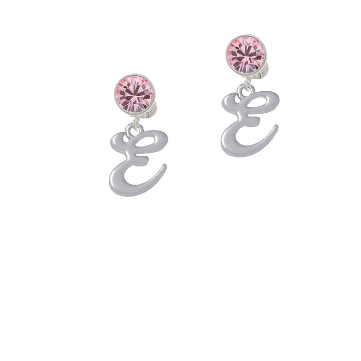 Small Gelato Script Initial - E - Crystal Clip On Earrings Image 4