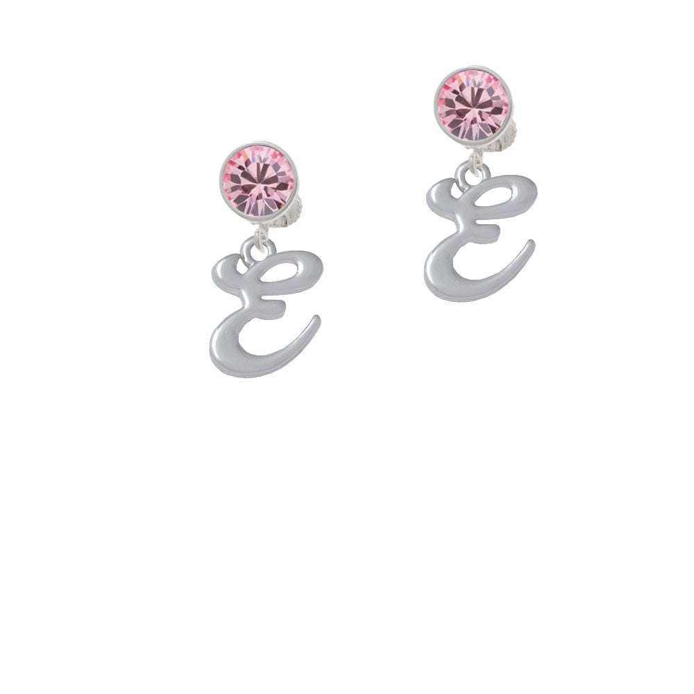 Small Gelato Script Initial - E - Crystal Clip On Earrings Image 1