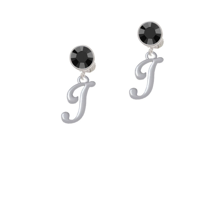 Small Gelato Script Initial - I - Crystal Clip On Earrings Image 3