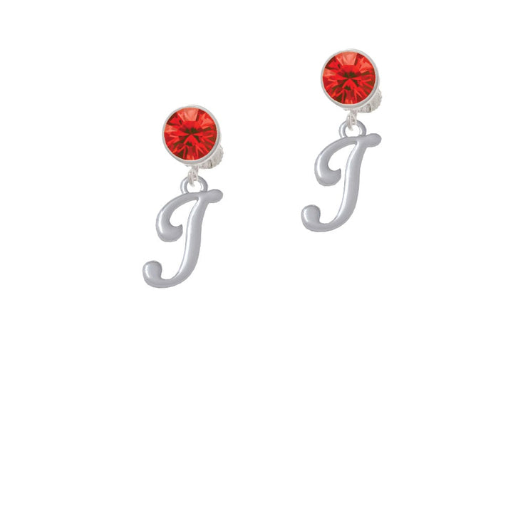 Small Gelato Script Initial - I - Crystal Clip On Earrings Image 4