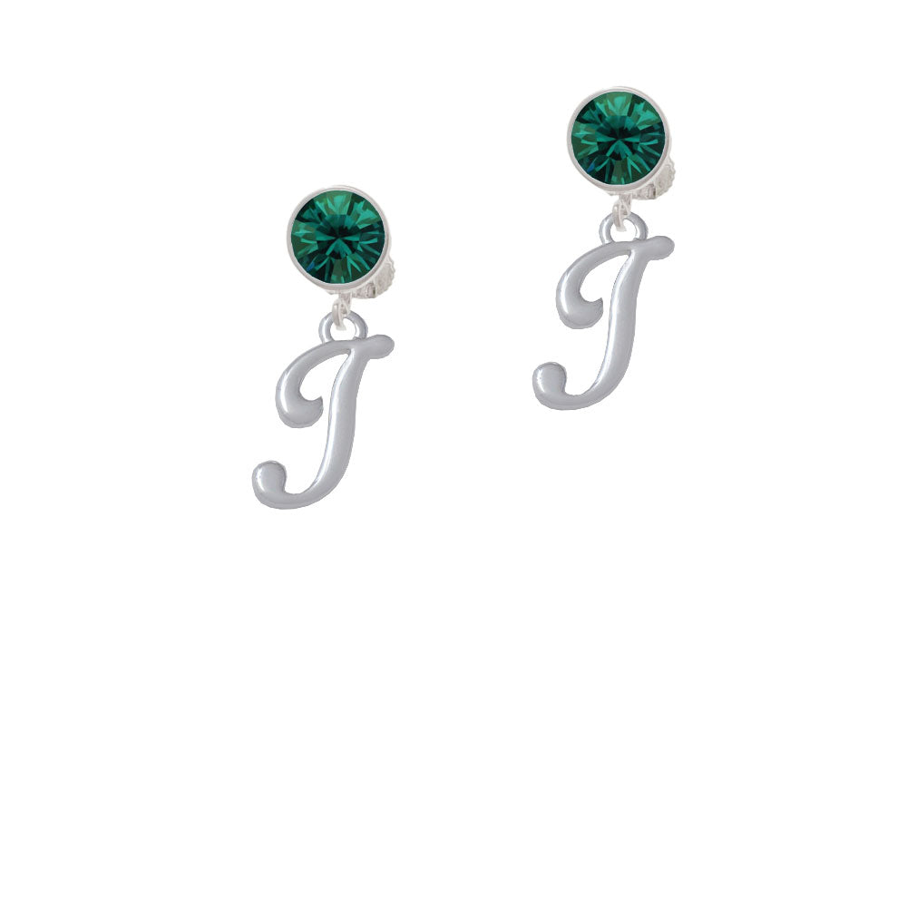 Small Gelato Script Initial - I - Crystal Clip On Earrings Image 6