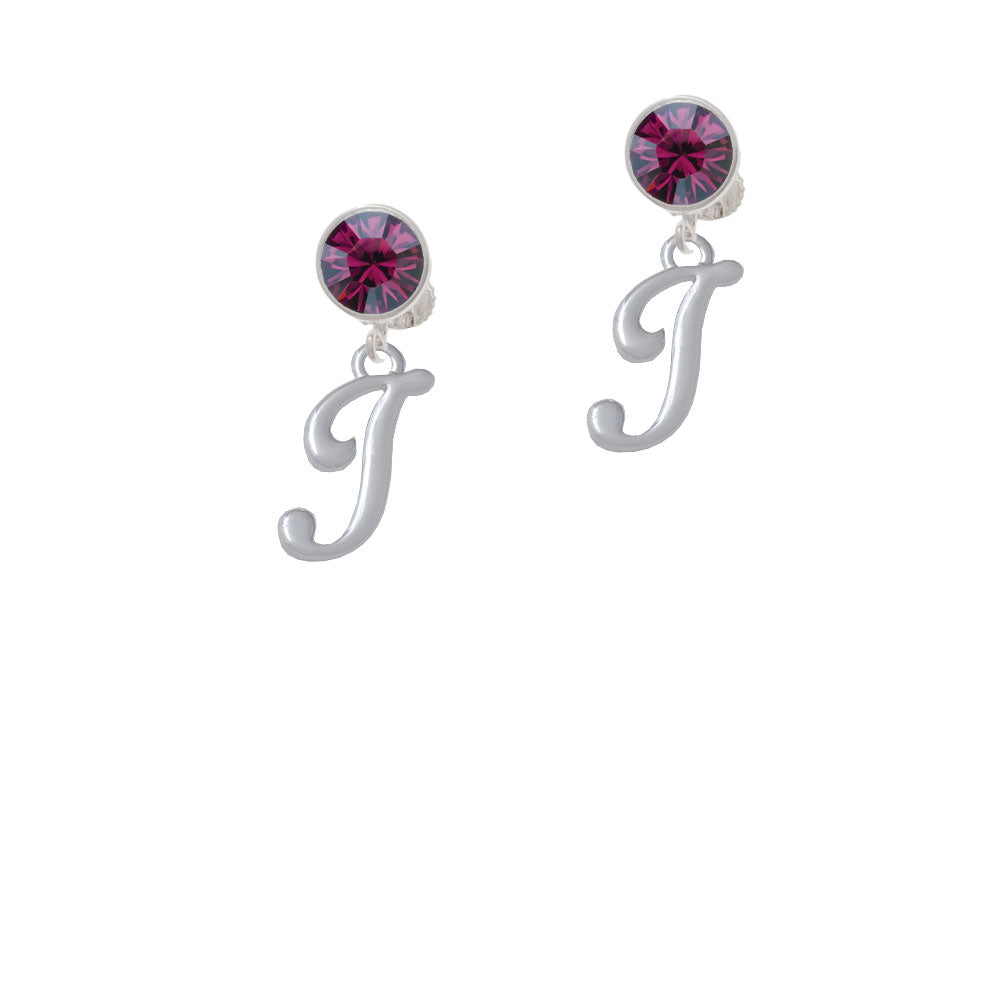 Small Gelato Script Initial - I - Crystal Clip On Earrings Image 8