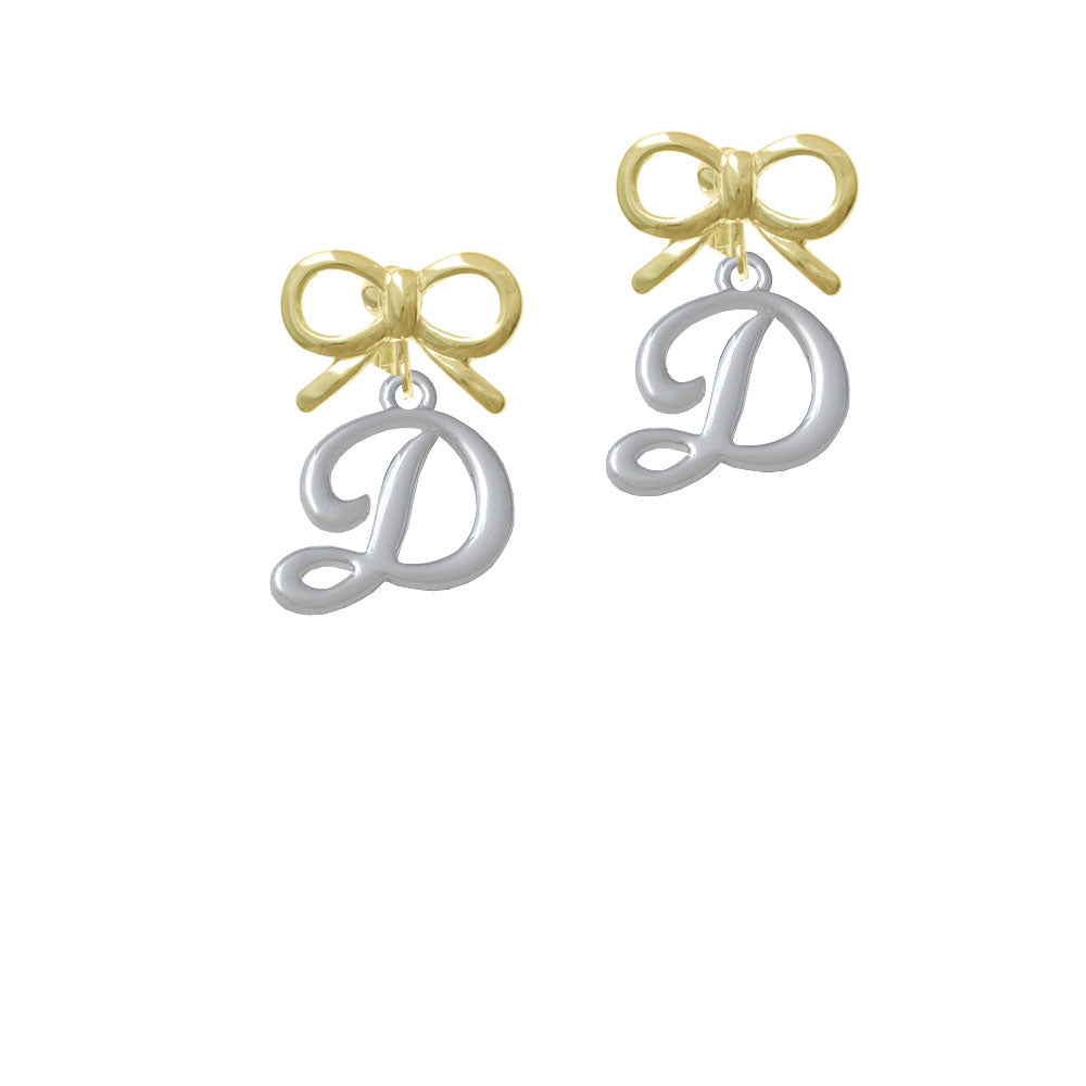 Small Gelato Script Initial - D - Crystal Clip On Earrings Image 10