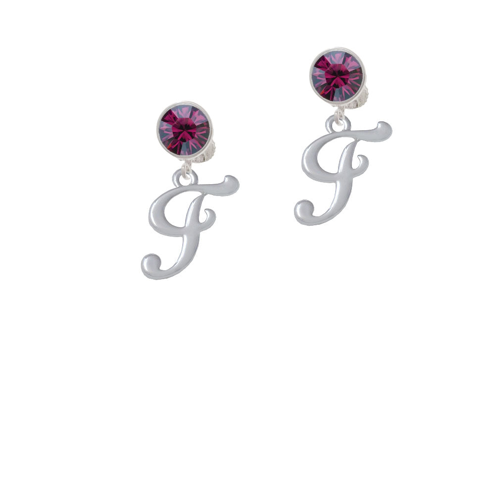 Small Gelato Script Initial - F - Crystal Clip On Earrings Image 8