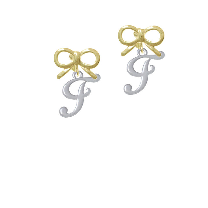 Small Gelato Script Initial - F - Crystal Clip On Earrings Image 10