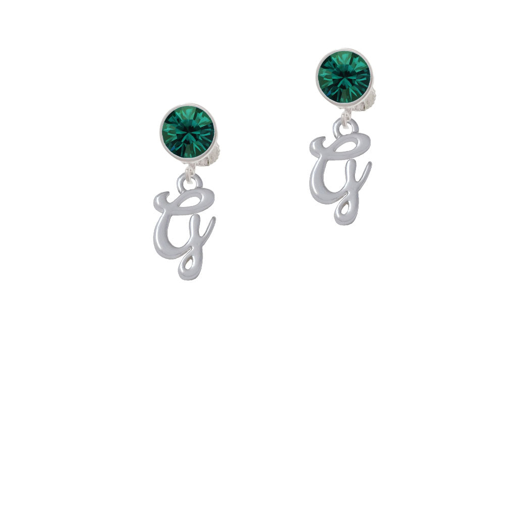 Small Gelato Script Initial - G - Crystal Clip On Earrings Image 6