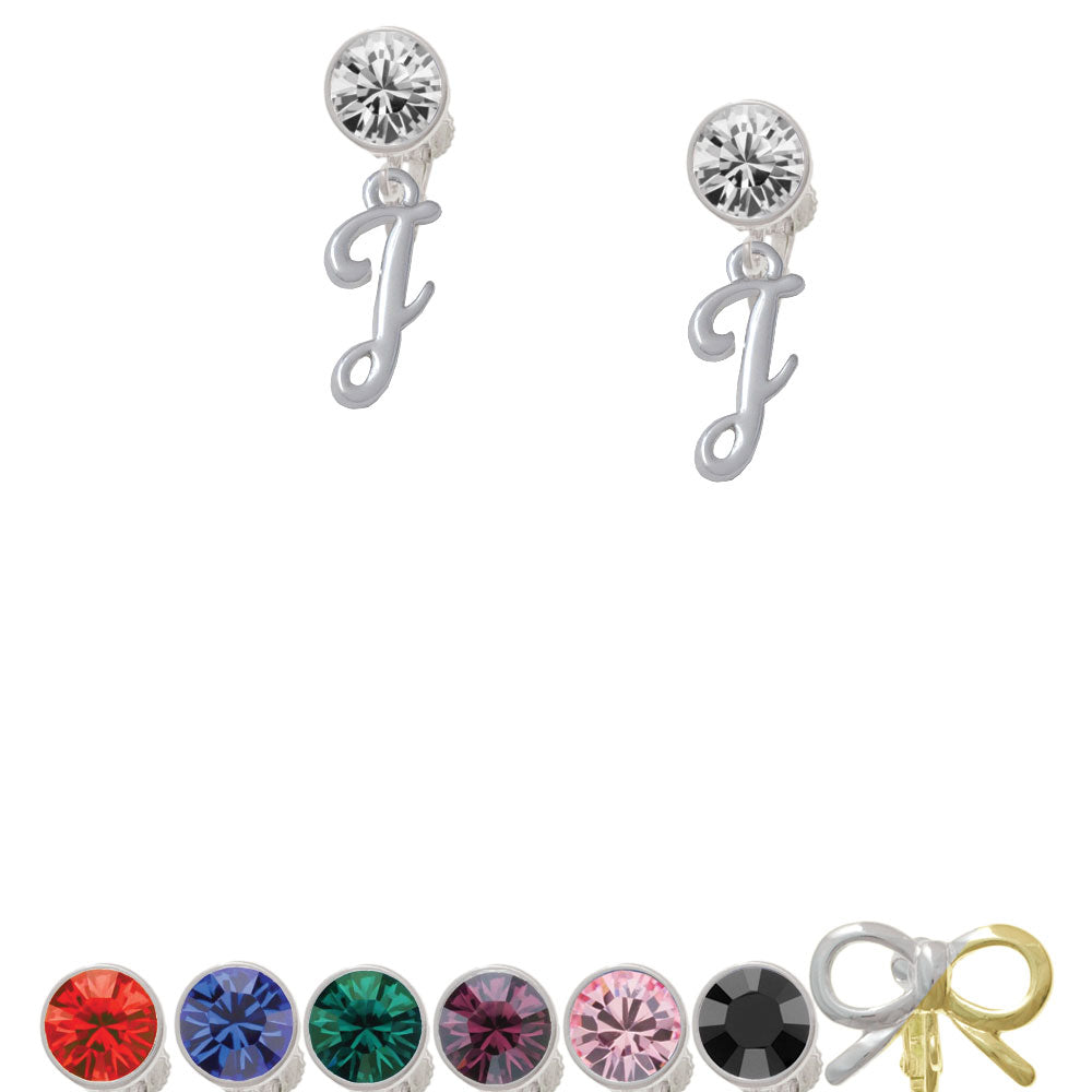 Small Gelato Script Initial - J - Crystal Clip On Earrings Image 1