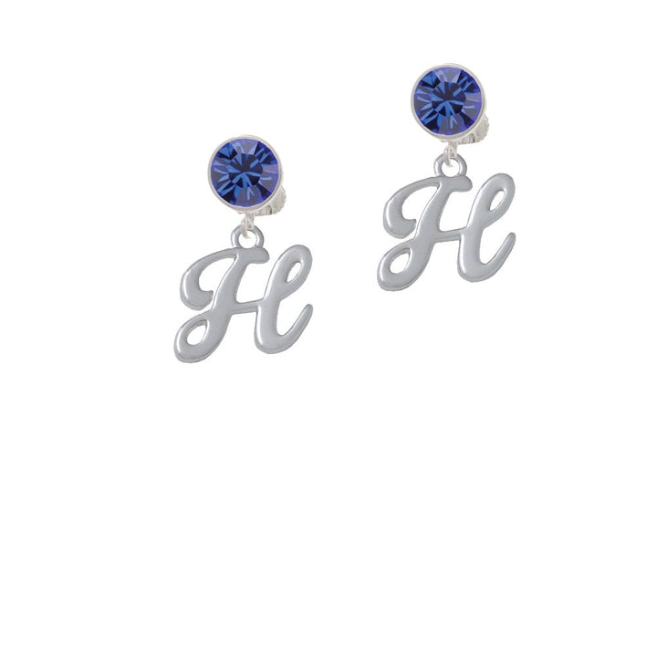 Small Gelato Script Initial - H - Crystal Clip On Earrings Image 7