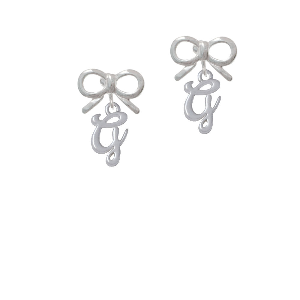 Small Gelato Script Initial - G - Crystal Clip On Earrings Image 9