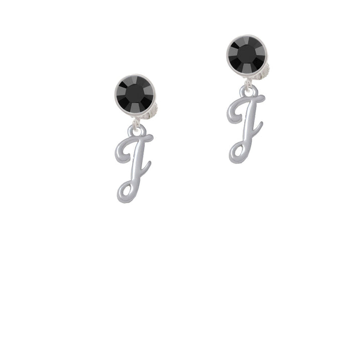 Small Gelato Script Initial - J - Crystal Clip On Earrings Image 3