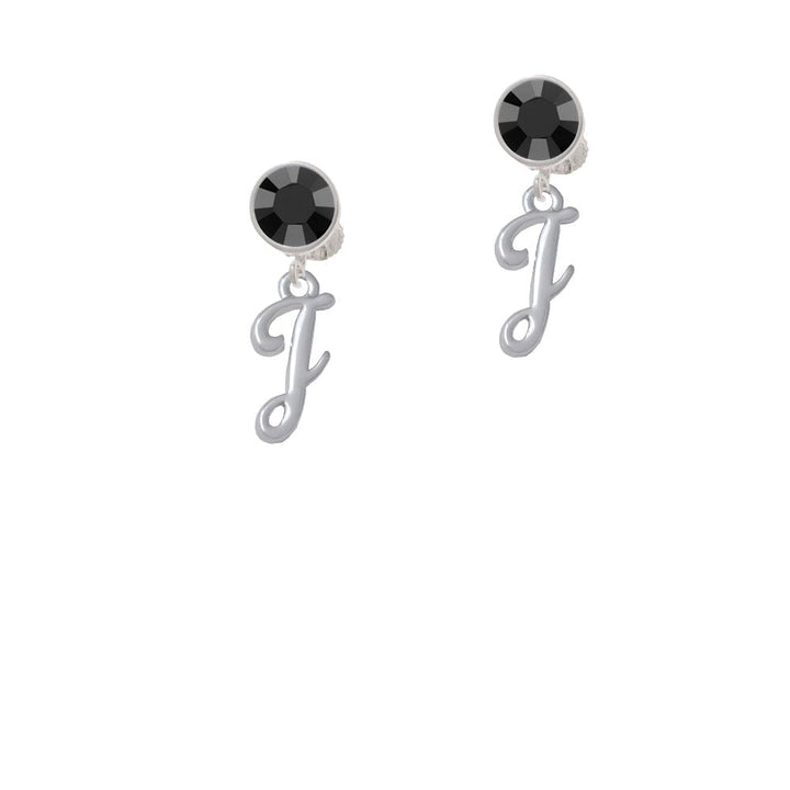 Small Gelato Script Initial - J - Crystal Clip On Earrings Image 1