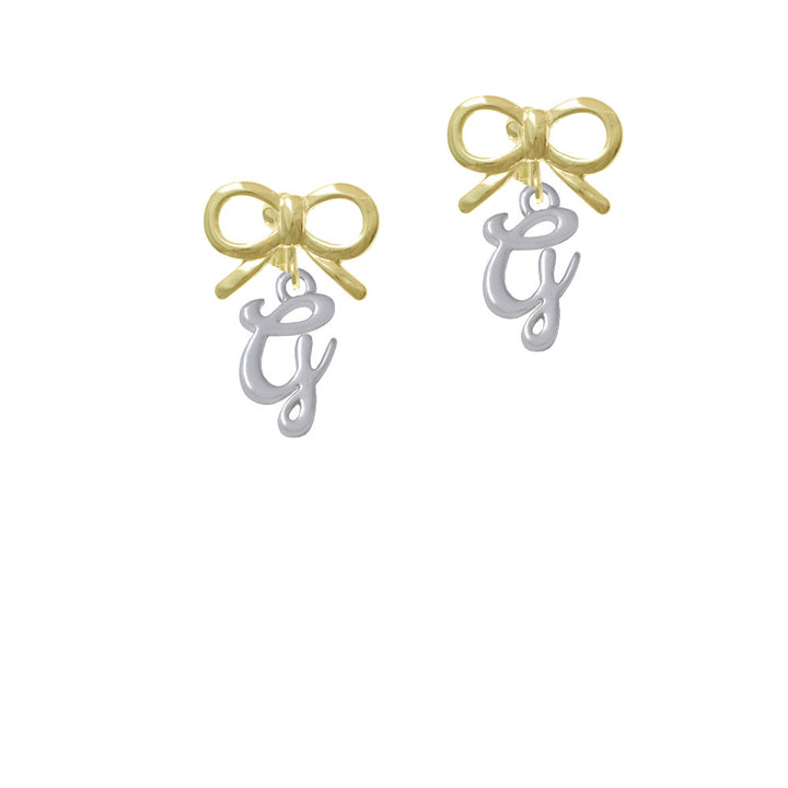 Small Gelato Script Initial - G - Crystal Clip On Earrings Image 10