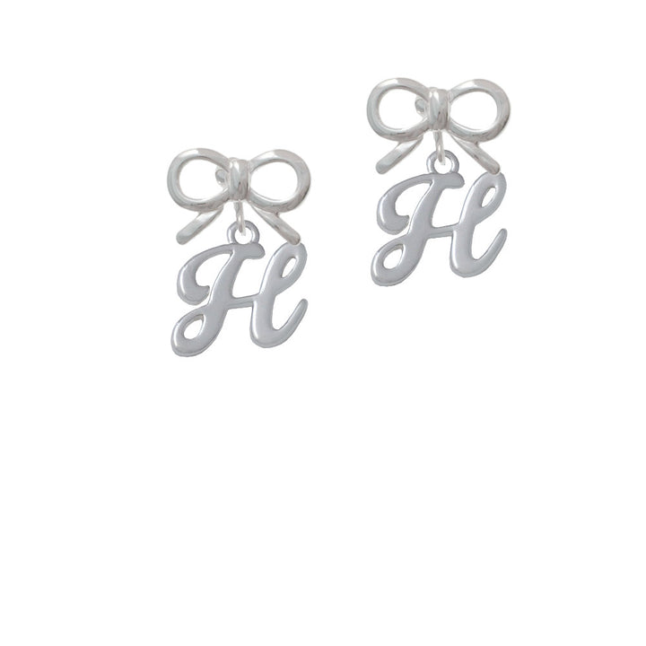 Small Gelato Script Initial - H - Crystal Clip On Earrings Image 9