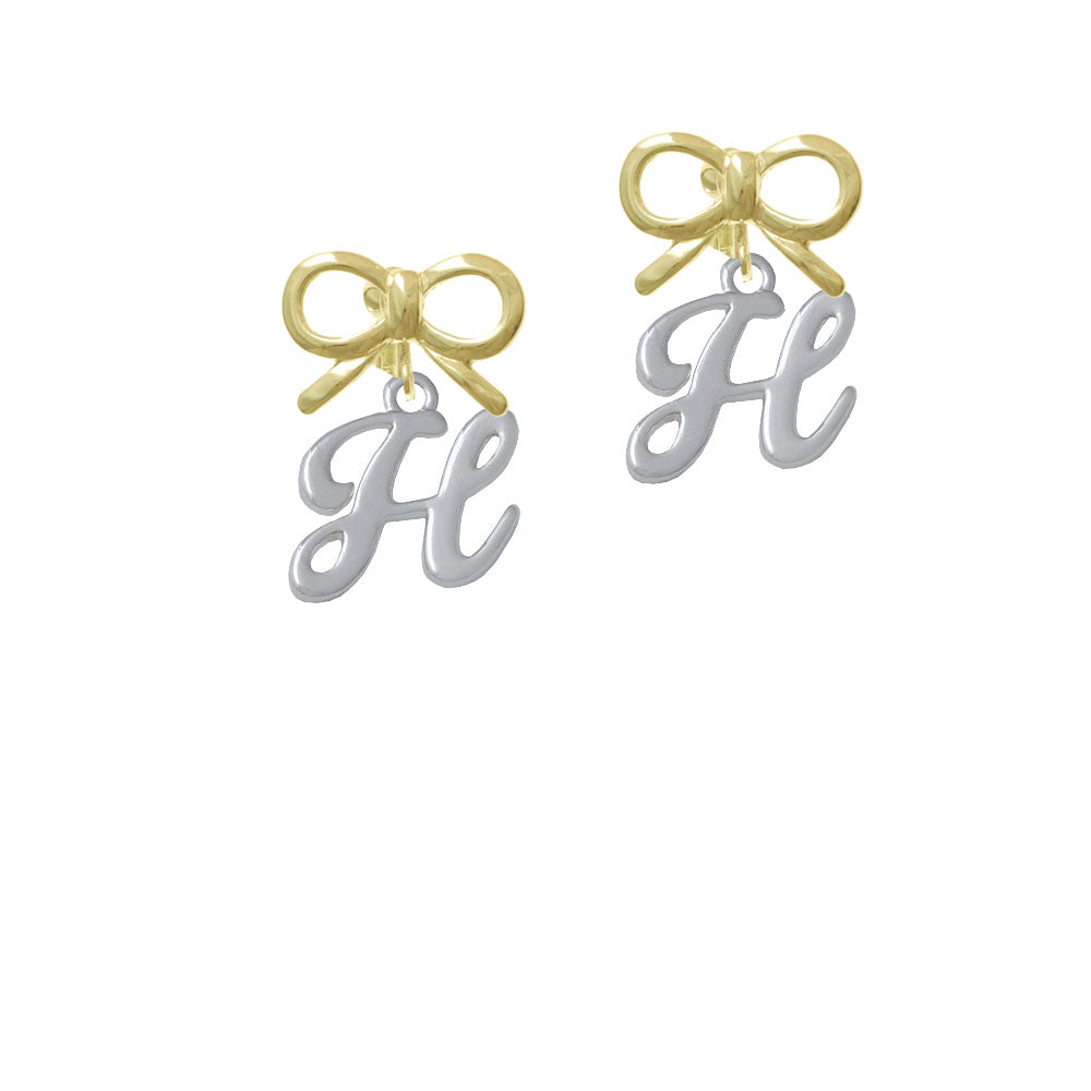 Small Gelato Script Initial - H - Crystal Clip On Earrings Image 10