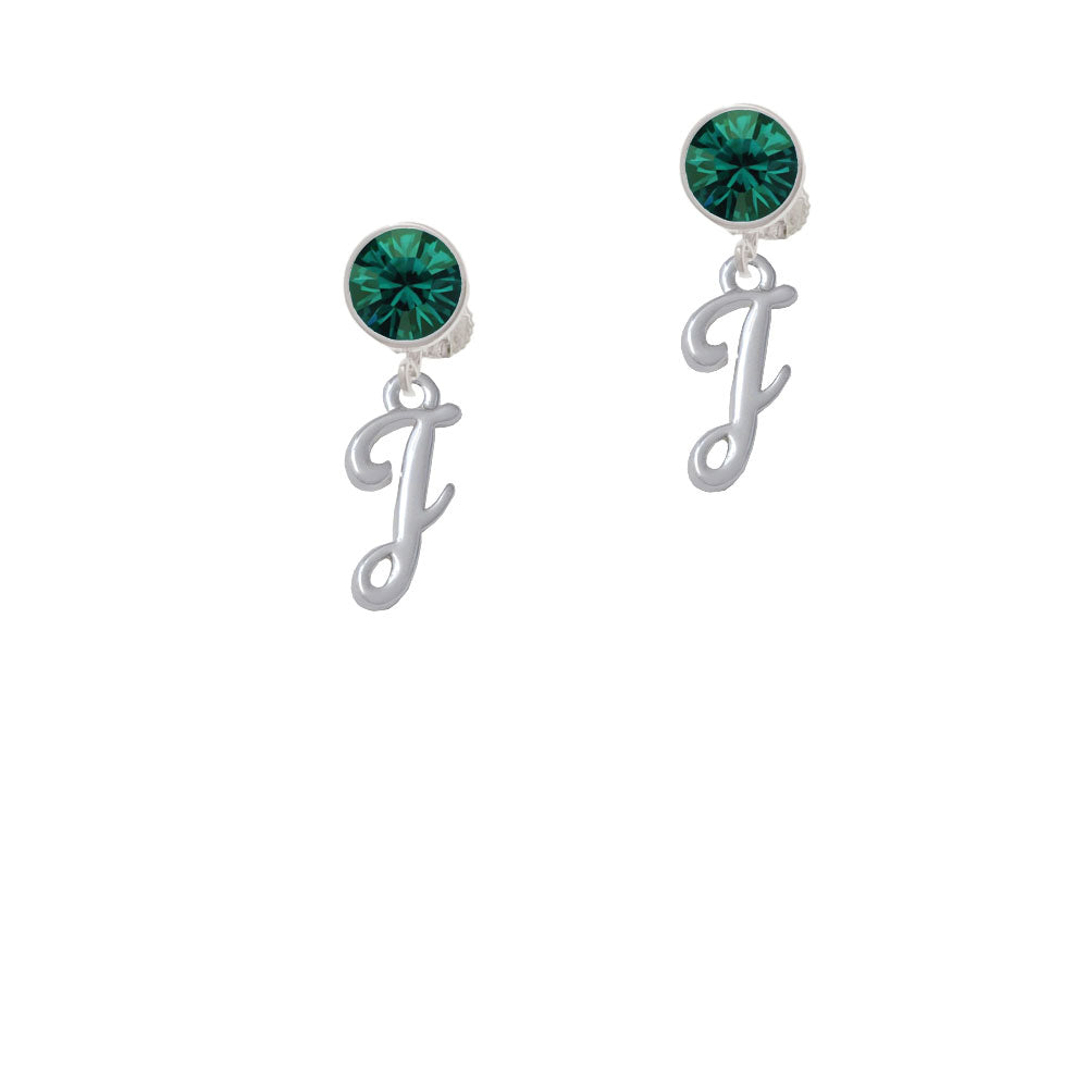 Small Gelato Script Initial - J - Crystal Clip On Earrings Image 6