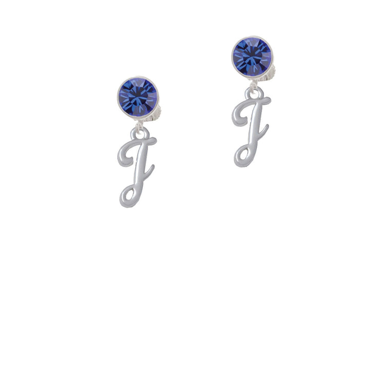 Small Gelato Script Initial - J - Crystal Clip On Earrings Image 7