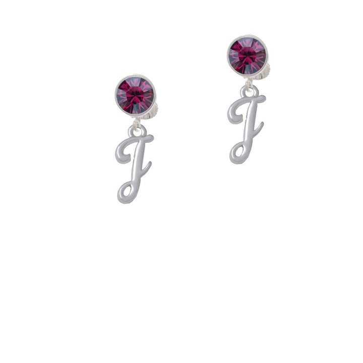 Small Gelato Script Initial - J - Crystal Clip On Earrings Image 8