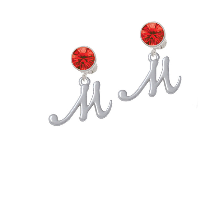 Small Gelato Script Initial - M - Crystal Clip On Earrings Image 4