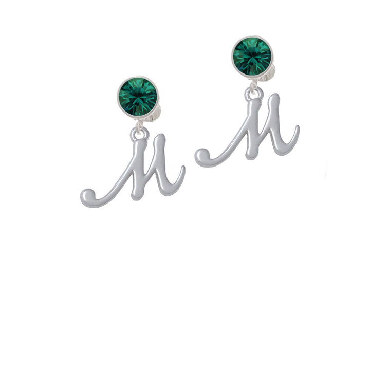 Small Gelato Script Initial - M - Crystal Clip On Earrings Image 6