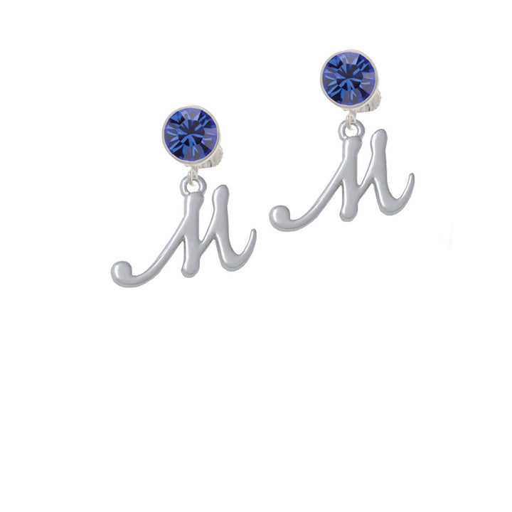 Small Gelato Script Initial - M - Crystal Clip On Earrings Image 7