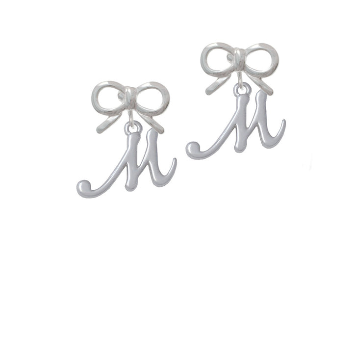 Small Gelato Script Initial - M - Crystal Clip On Earrings Image 9