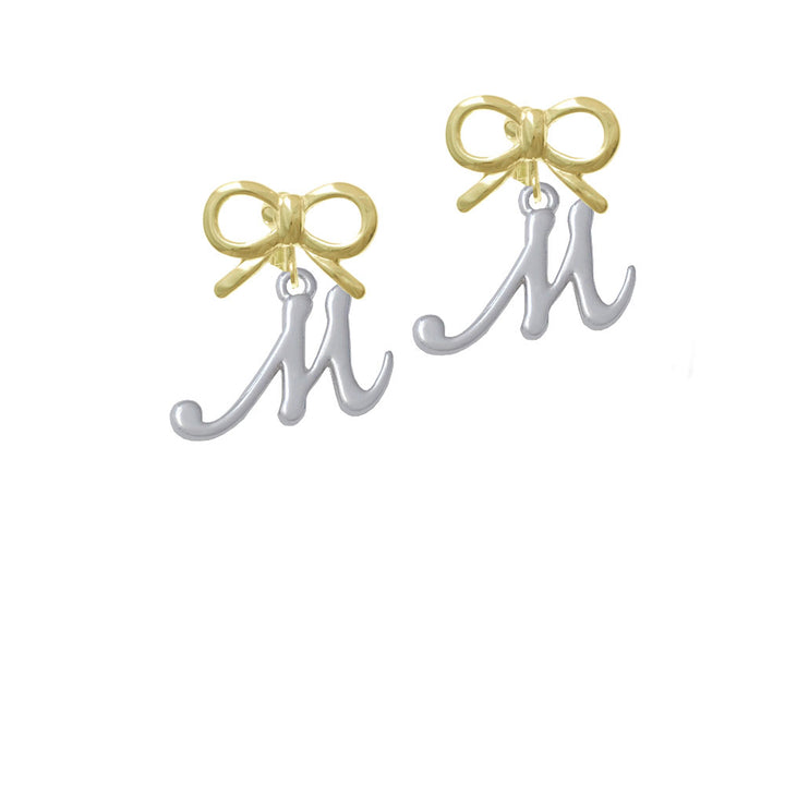 Small Gelato Script Initial - M - Crystal Clip On Earrings Image 10