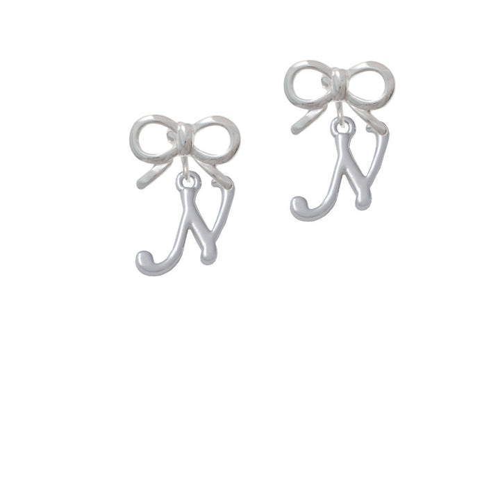 Small Gelato Script Initial - N - Crystal Clip On Earrings Image 9