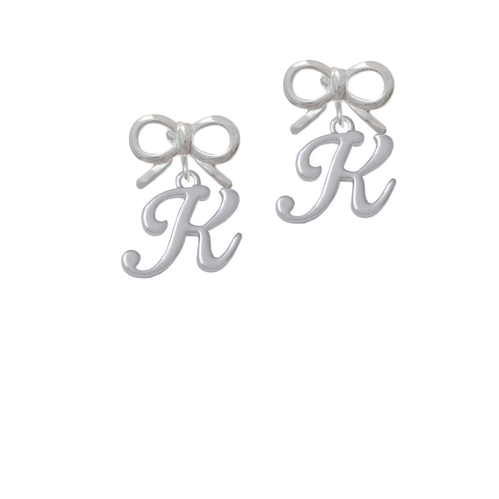 Small Gelato Script Initial - K - Crystal Clip On Earrings Image 9