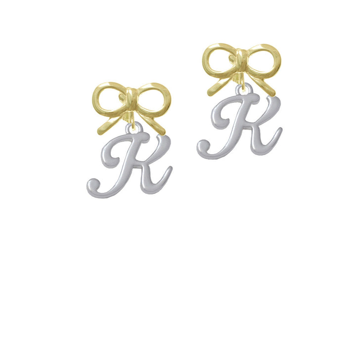 Small Gelato Script Initial - K - Crystal Clip On Earrings Image 10