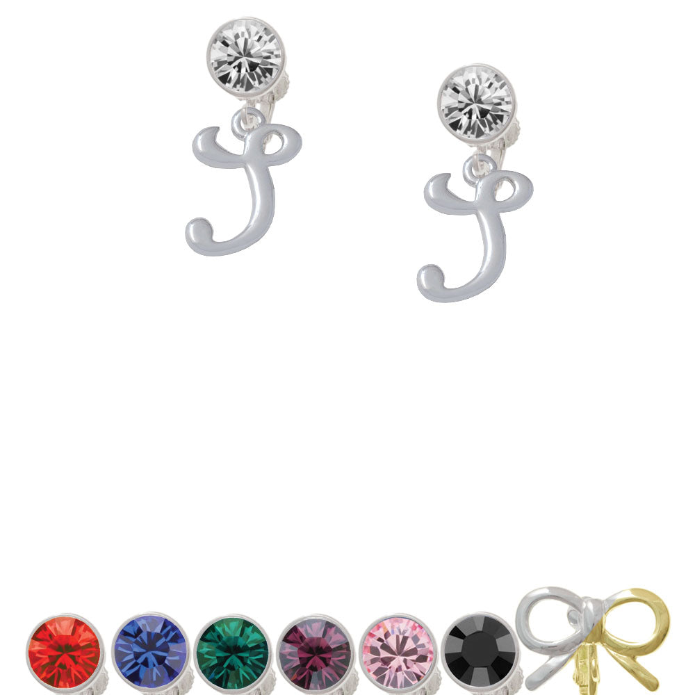 Small Gelato Script Initial - S - Crystal Clip On Earrings Image 1