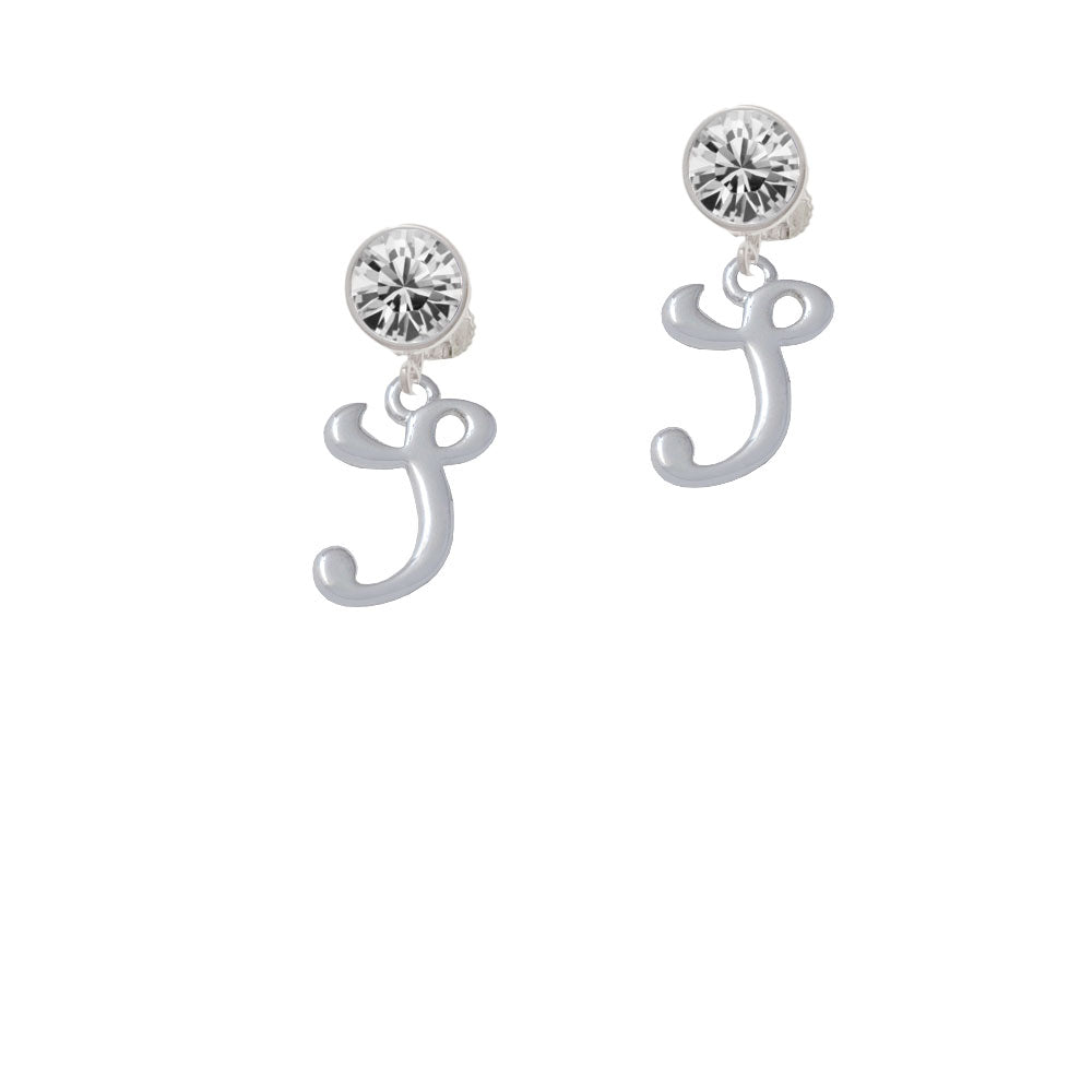 Small Gelato Script Initial - S - Crystal Clip On Earrings Image 2